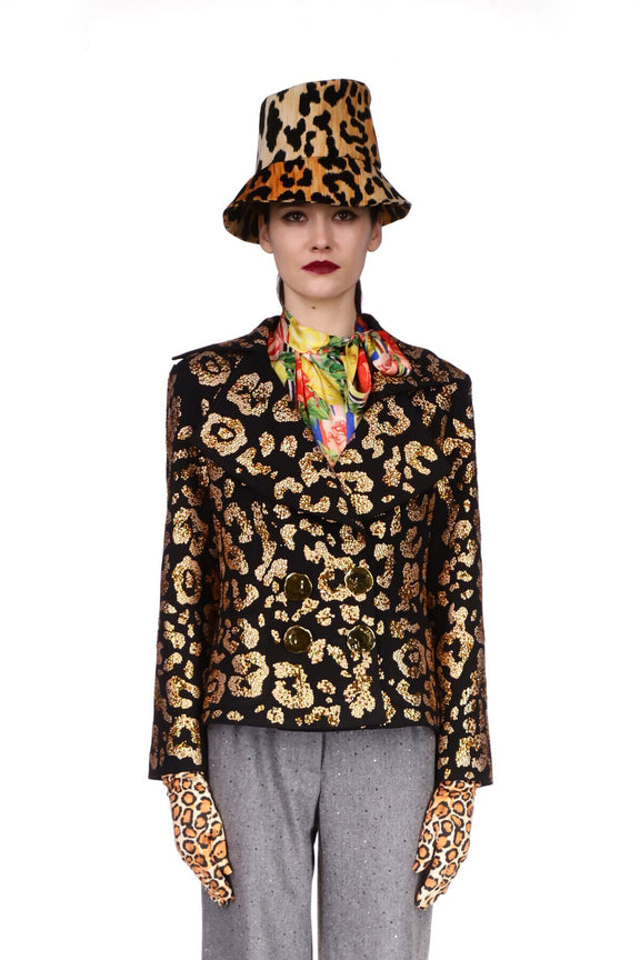 'CRYSTAL LEOPARDO' ASYMMETRICAL LAPEL JACKET - BLAZERS - Libertine