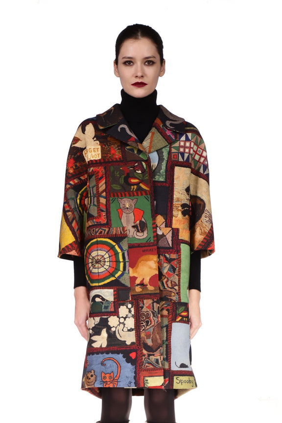 'Americana Hooked Rug' Patch Pocket Coat - COATS - Libertine