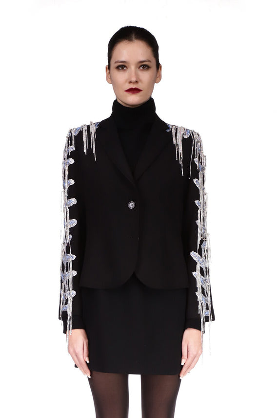 'FROZEN DRIZZLE' LONG SLEEVE SHORT JACKET WITH DRIZZLE - BLAZERS - Libertine