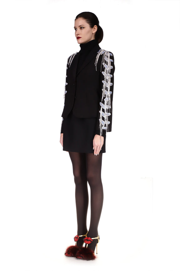 'FROZEN DRIZZLE' LONG SLEEVE SHORT JACKET WITH DRIZZLE - BLAZERS - Libertine