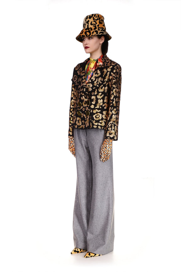 'CRYSTAL LEOPARDO' ASYMMETRICAL LAPEL JACKET - BLAZERS - Libertine