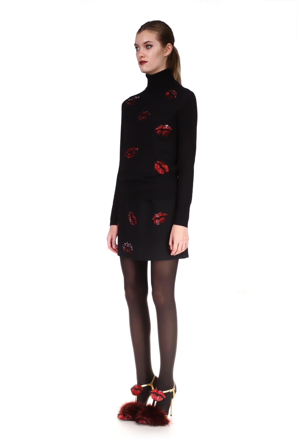 'BISOU' CRYSTAL SLIM TURTLENECK - SWEATERS - Libertine