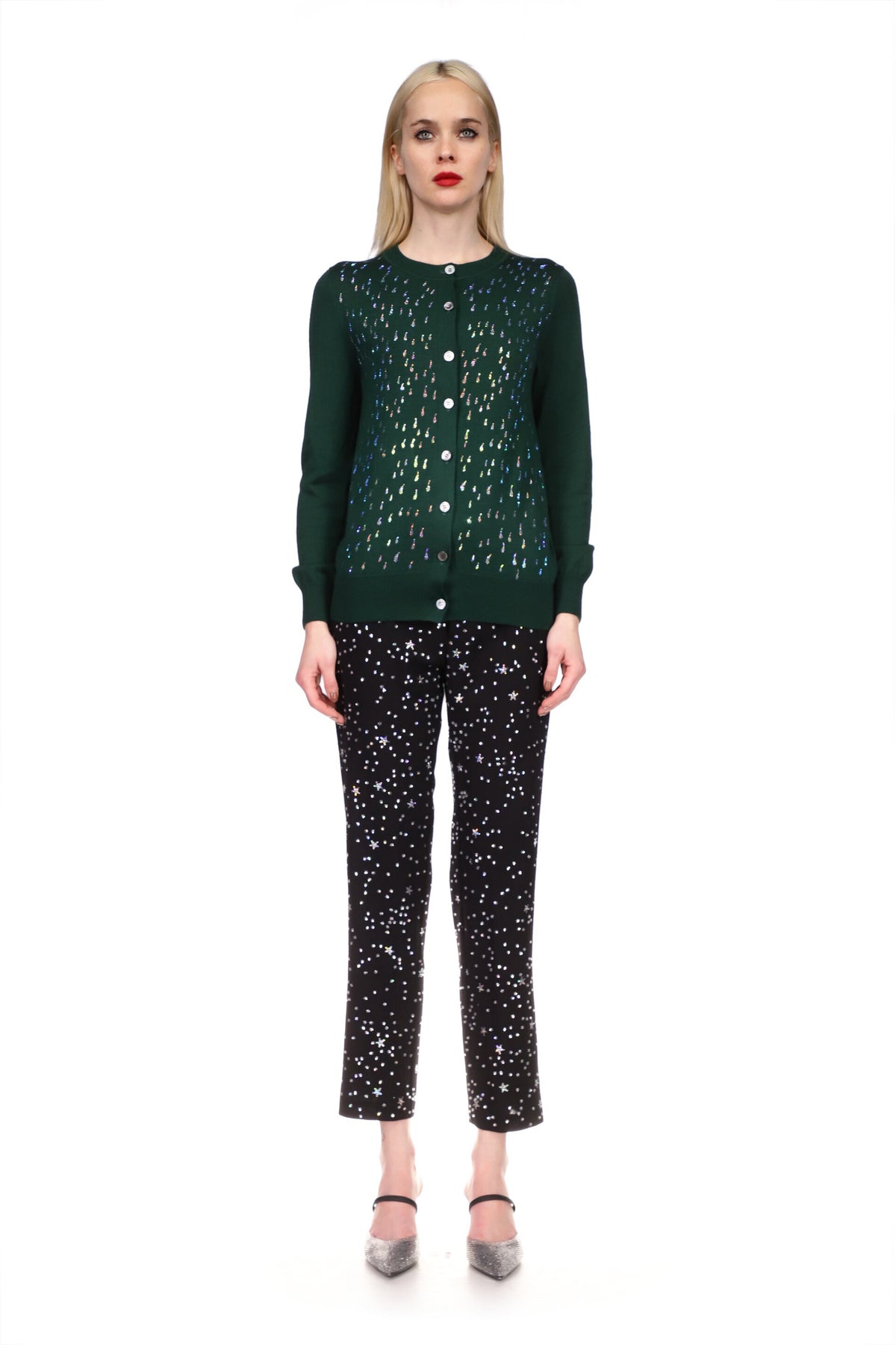 'OIL SLICK' FOREST GREEN CARDIGAN - CARDIGANS - Libertine