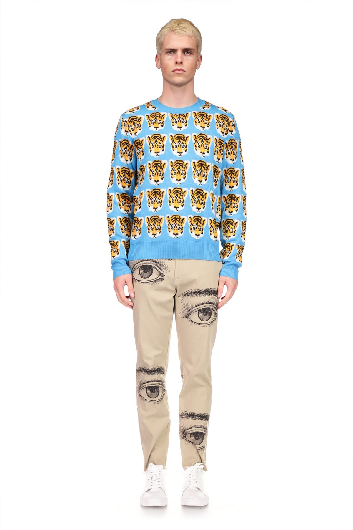 TIGER PRINT CREWNECK CASHMERE PULLOVER - SWEATERS - Libertine
