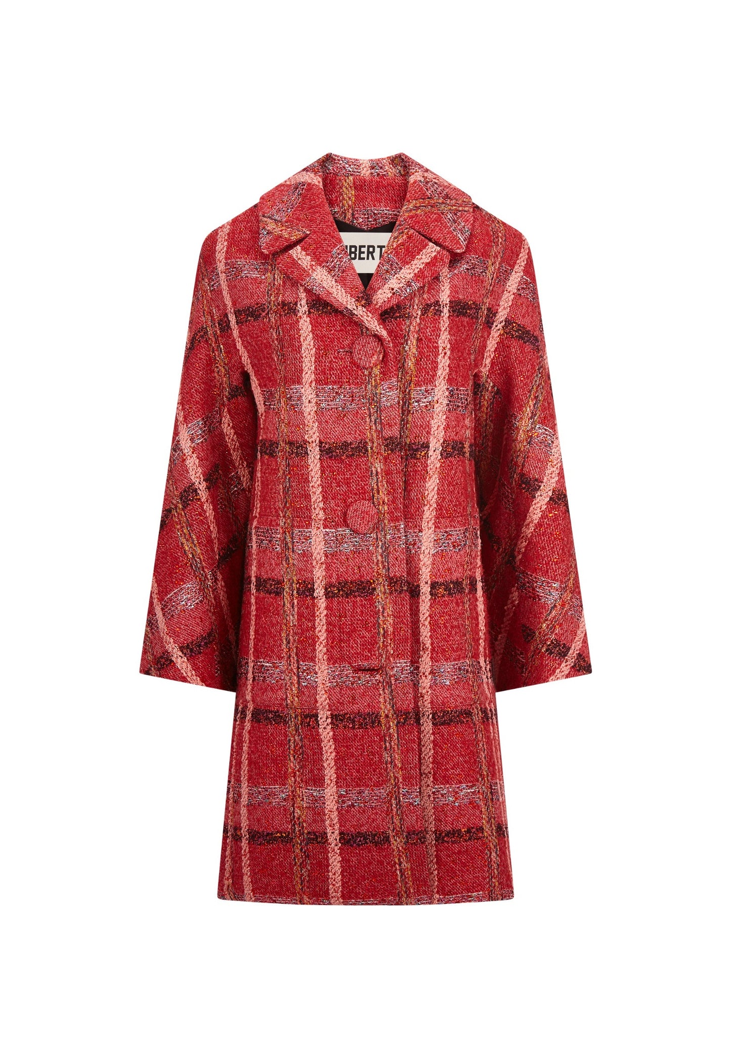 'RED BOUCLE HEAVY STARDUST' L/S PATCH POCKET COAT W/ CRYSTALS -  - Libertine