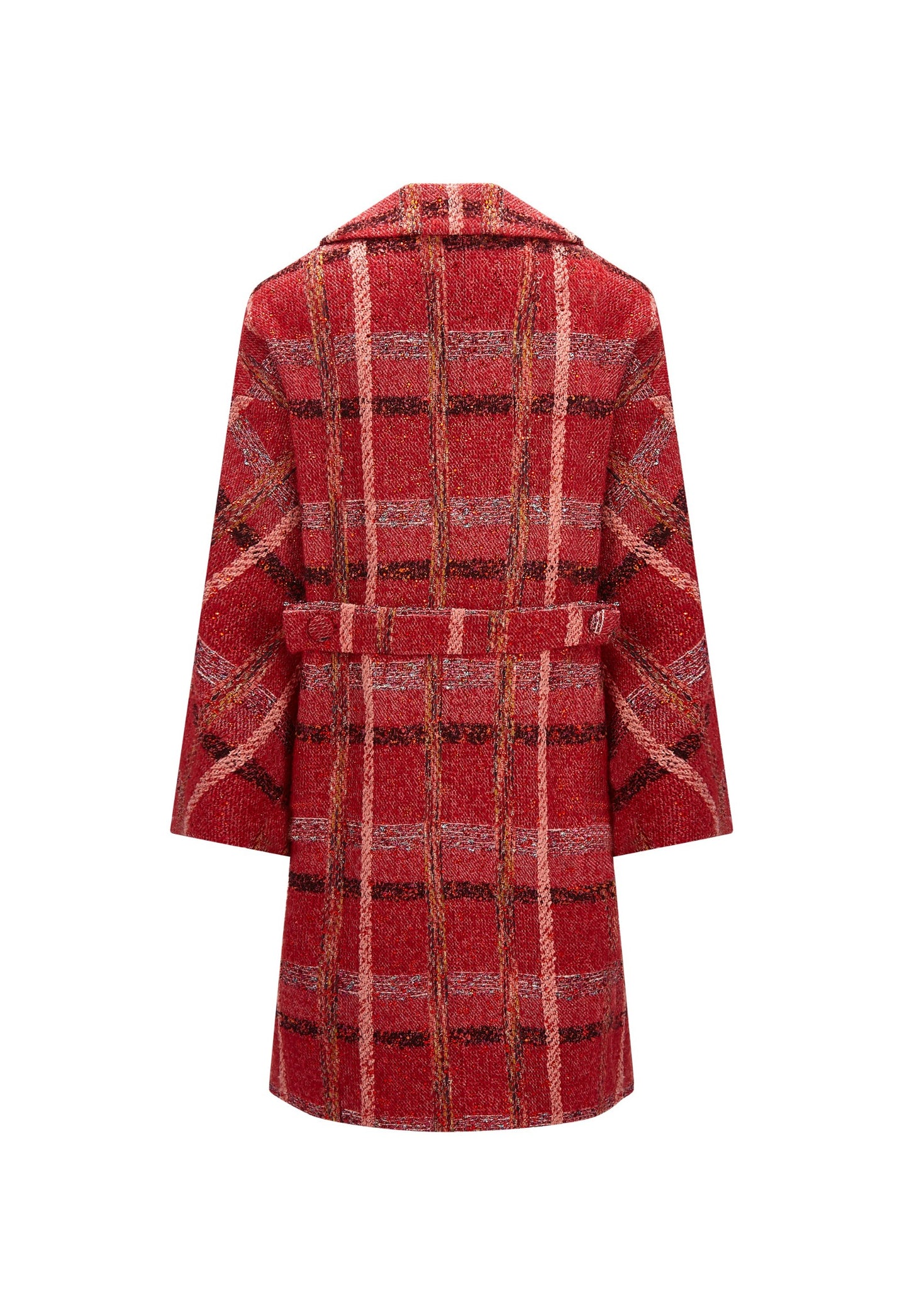 'RED BOUCLE HEAVY STARDUST' L/S PATCH POCKET COAT W/ CRYSTALS -  - Libertine