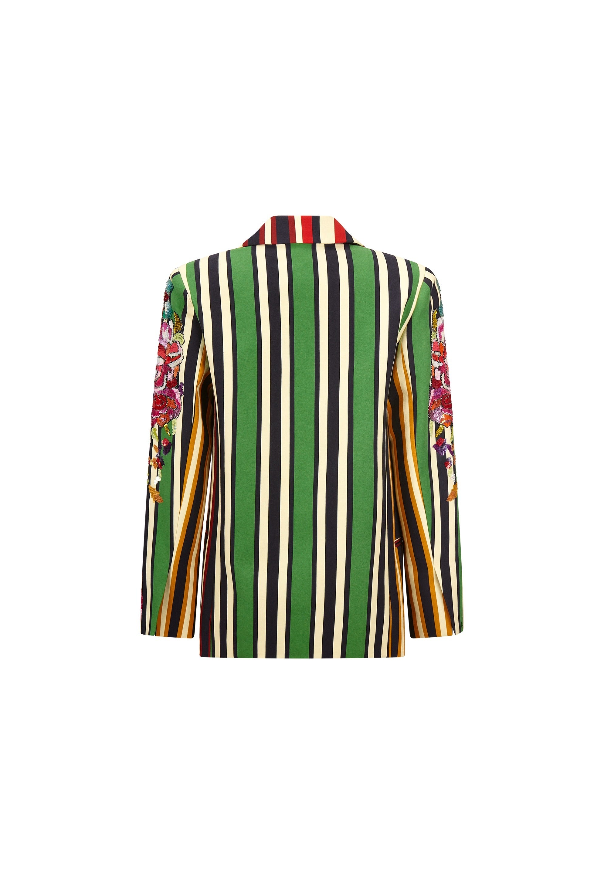 'EMBROIDERED ETON STRIPE' DOUBLE BREASTED BLAZER W/ EMBELLISHED SLEEVES -  - Libertine