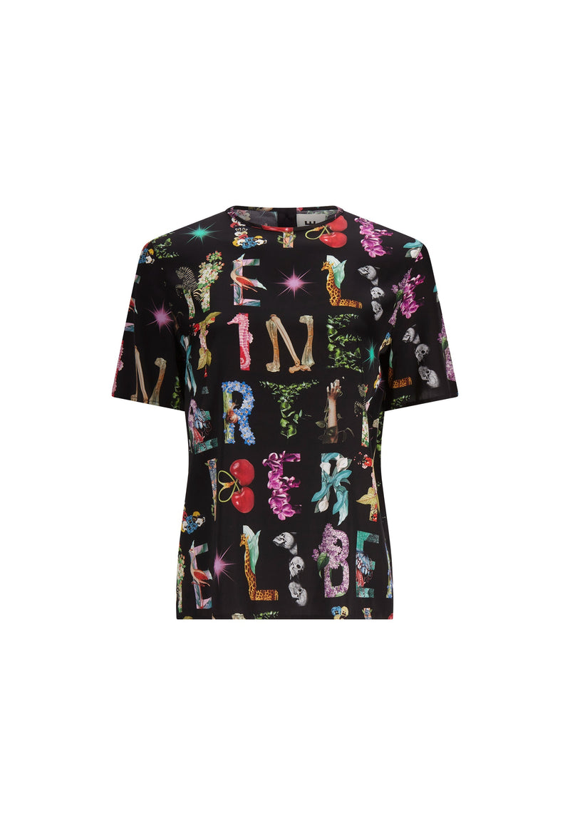 'DECO LETTERS' SHORT SLEEVE BLOUSE -  - Libertine