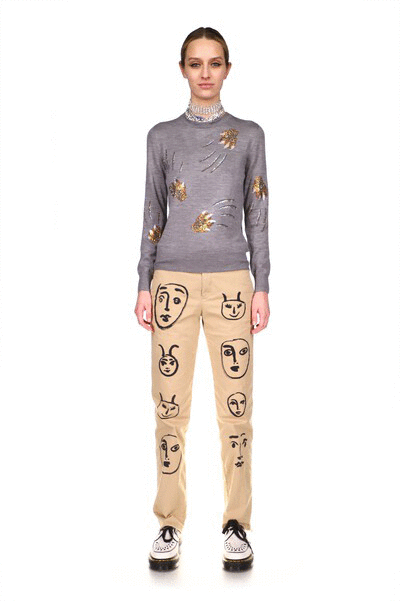'LEOPARDO' GREY SILKY CASHMERE PULLOVER SWEATER - Women's Knits - Libertine|https://cdn.shopify.com/videos/c/o/v/39a63e0316ec403999bd505628180b34.mp4