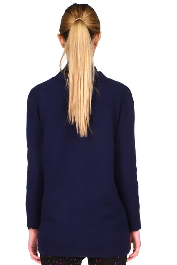 CRYSTAL ‘OIL SLICK' NAVY CASHMERE LONG CARDIGAN - Women's Knits - Libertine