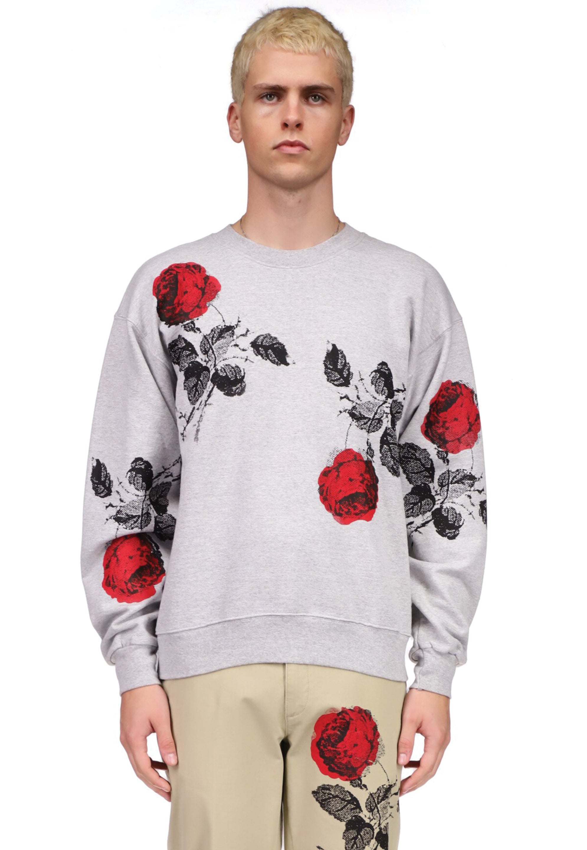 White sweatshirt hot sale with roses