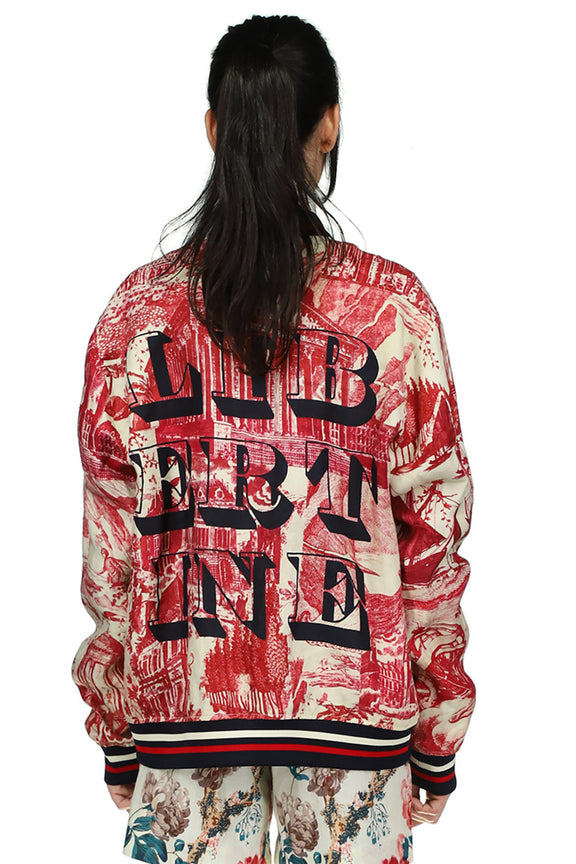 'Toile De Nantes' Bomber Jacket with Silk Screen Mélange - Men's Jackets & Coats - Libertine