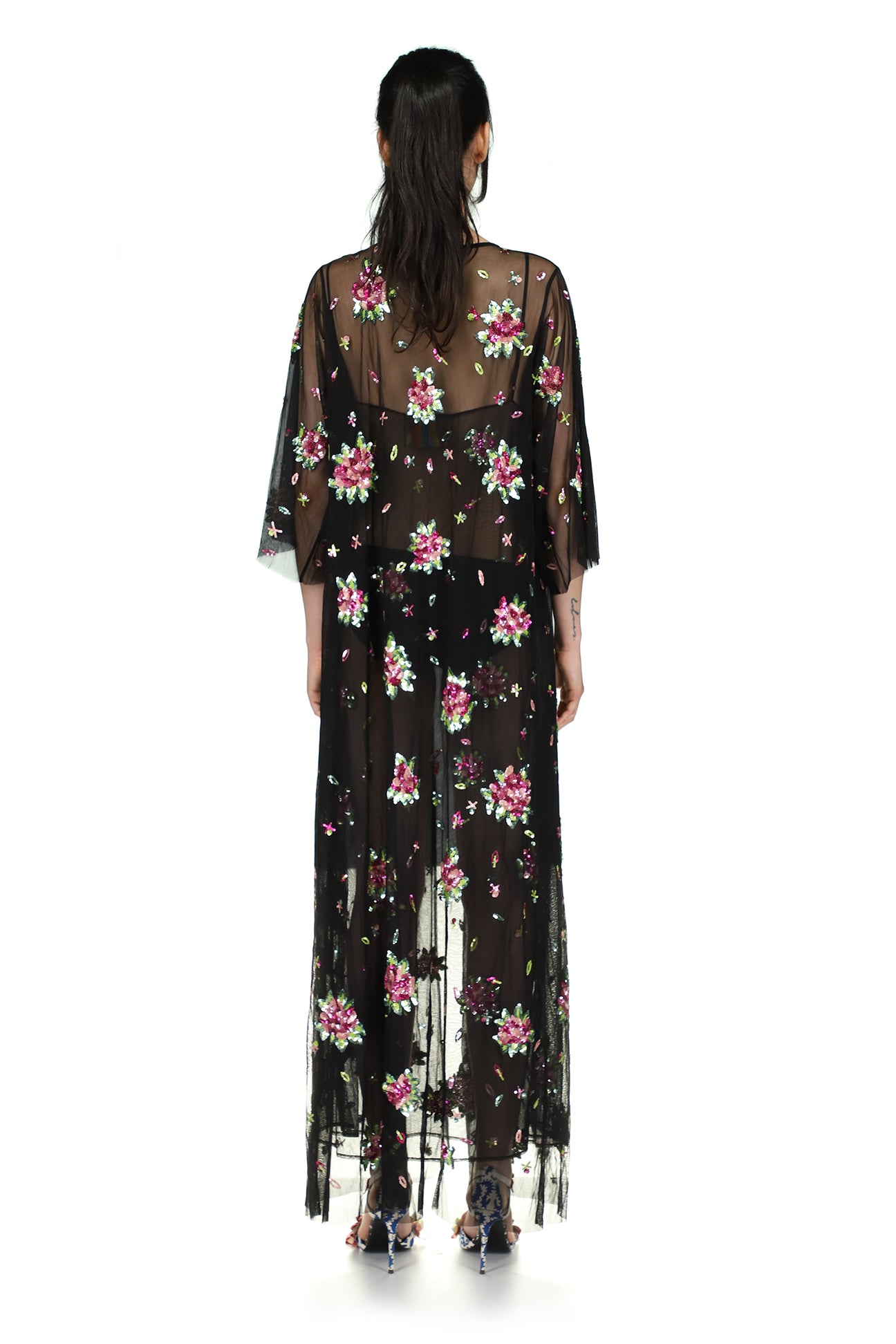 Tulle Floral Floor Length Robe - Women's Tops - Libertine