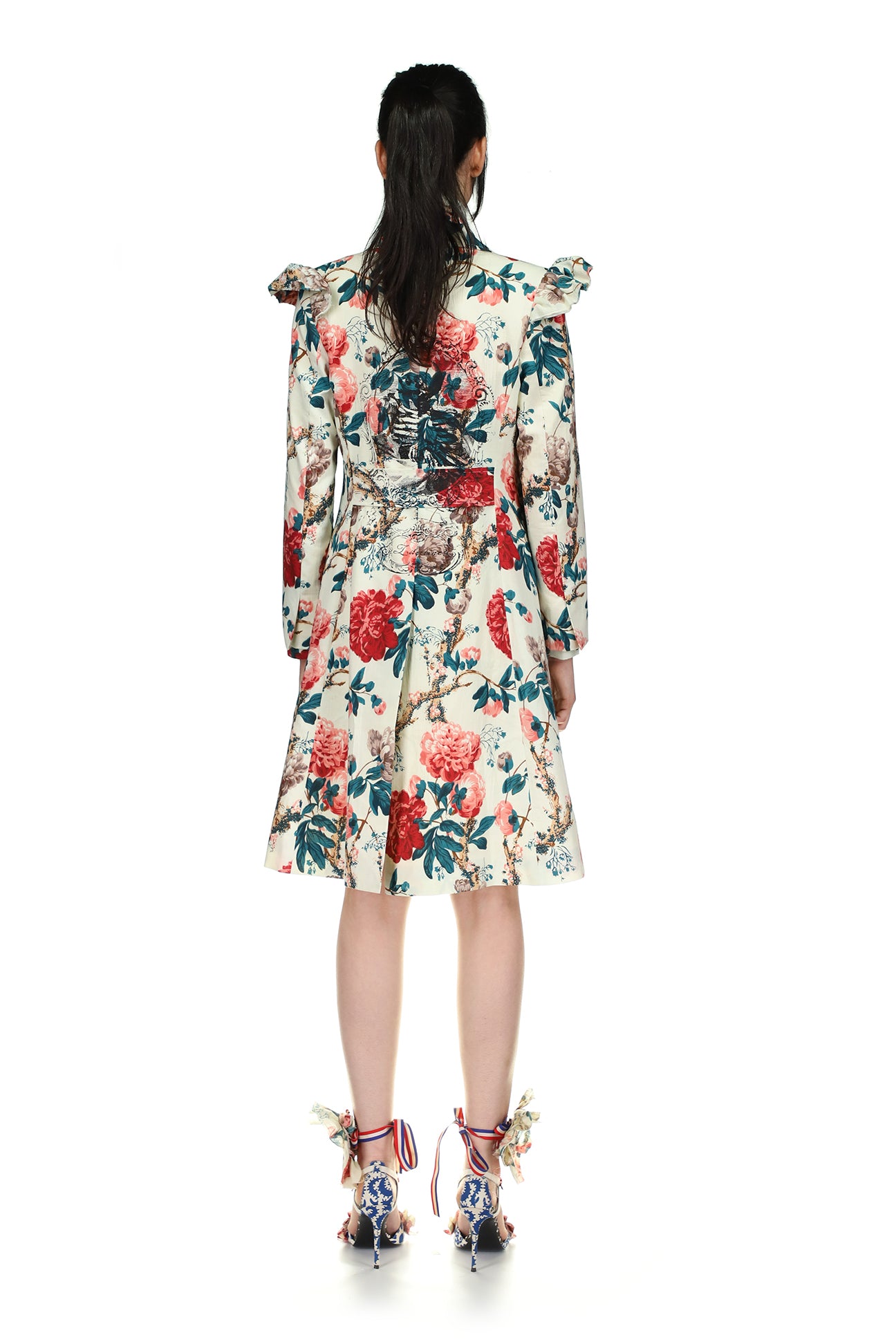 Silk Screen Mélange 'Kandi Floral' Ruffle Cap Coat - Women's Jackets & Coats - Libertine