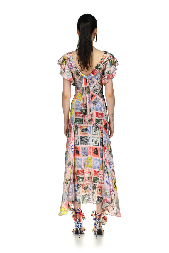 'Sending our love Stamps' Ruffle Cap Sleeve Dress - Women's Dresses - Libertine