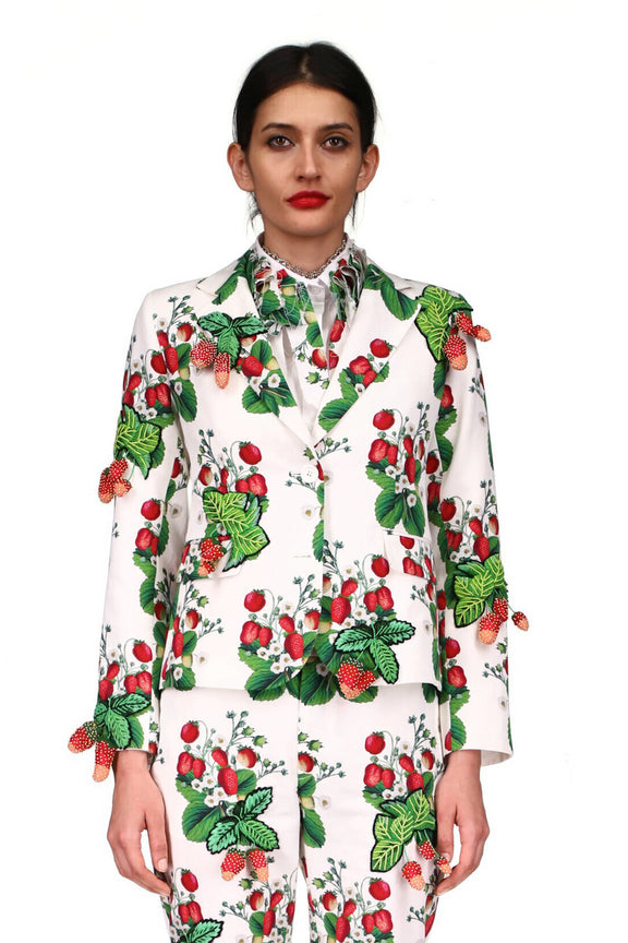 'EMBELLISHED STRAWBERRY FIELDS' L/S SHORT JACKET - BLAZERS - Libertine