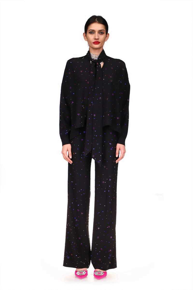 'INFINITE GALAXY' TIE BLOUSE - TOPS - Libertine|https://cdn.shopify.com/videos/c/o/v/d9863ed3089641358bea09c1665bb2a2.mp4