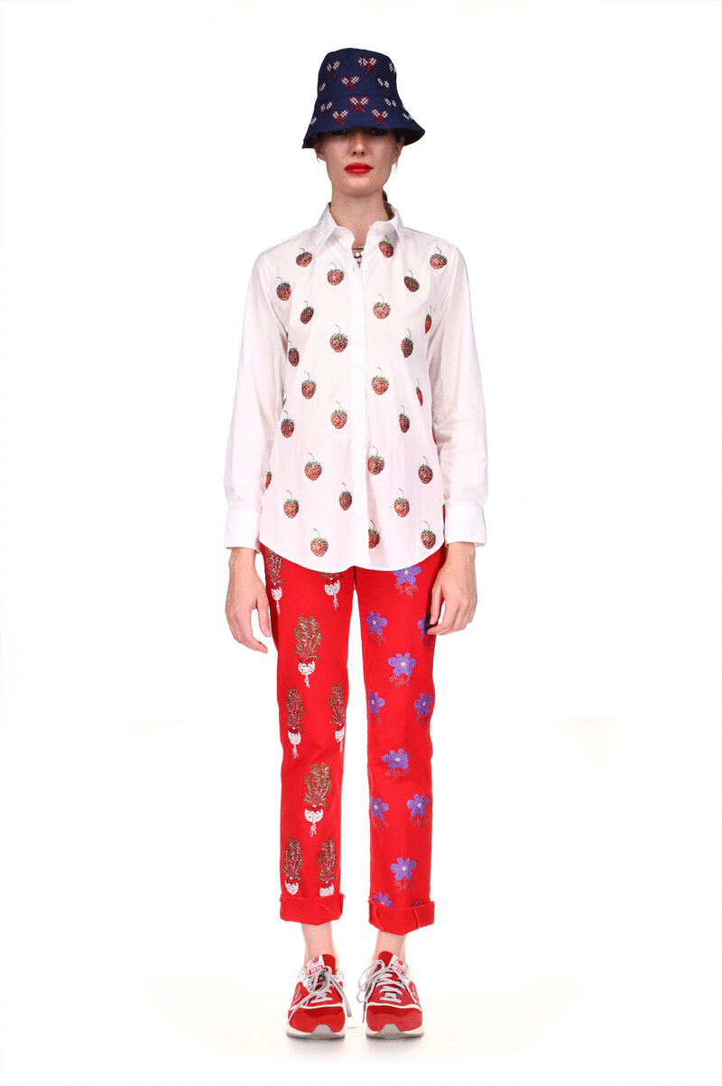 'EMBELLISHED STRAWBERRY FIELDS' NEW CLASSIC SHIRT - SHIRTS - Libertine|https://cdn.shopify.com/videos/c/o/v/bdf906c85e2a45dfbded05e5768bb8f1.mp4