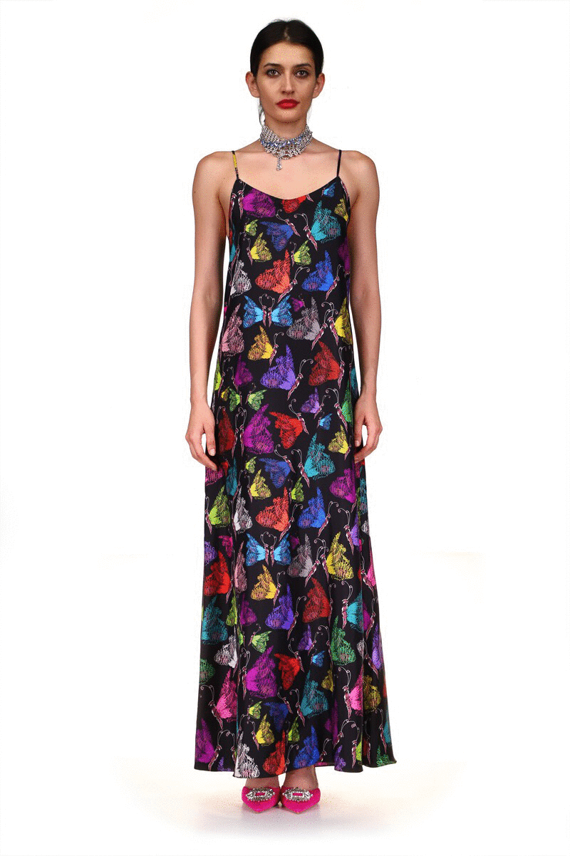 'MILLE PAPILLONS' STRAIGHT LONG SLIP DRESS - DRESSES - Libertine|https://cdn.shopify.com/videos/c/o/v/d135ba2c3abf4566a542563c2efea2e8.mp4