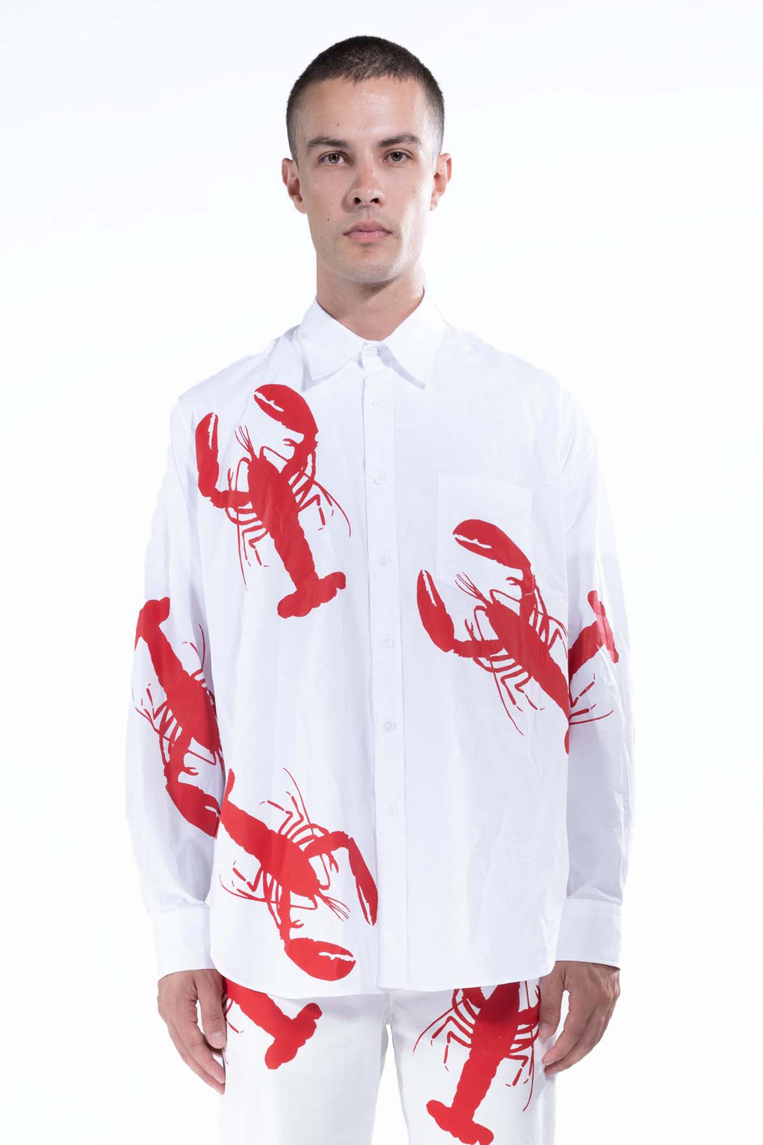 lobster dress shirt Slim Short-sleeve Lobster Shirt For Men