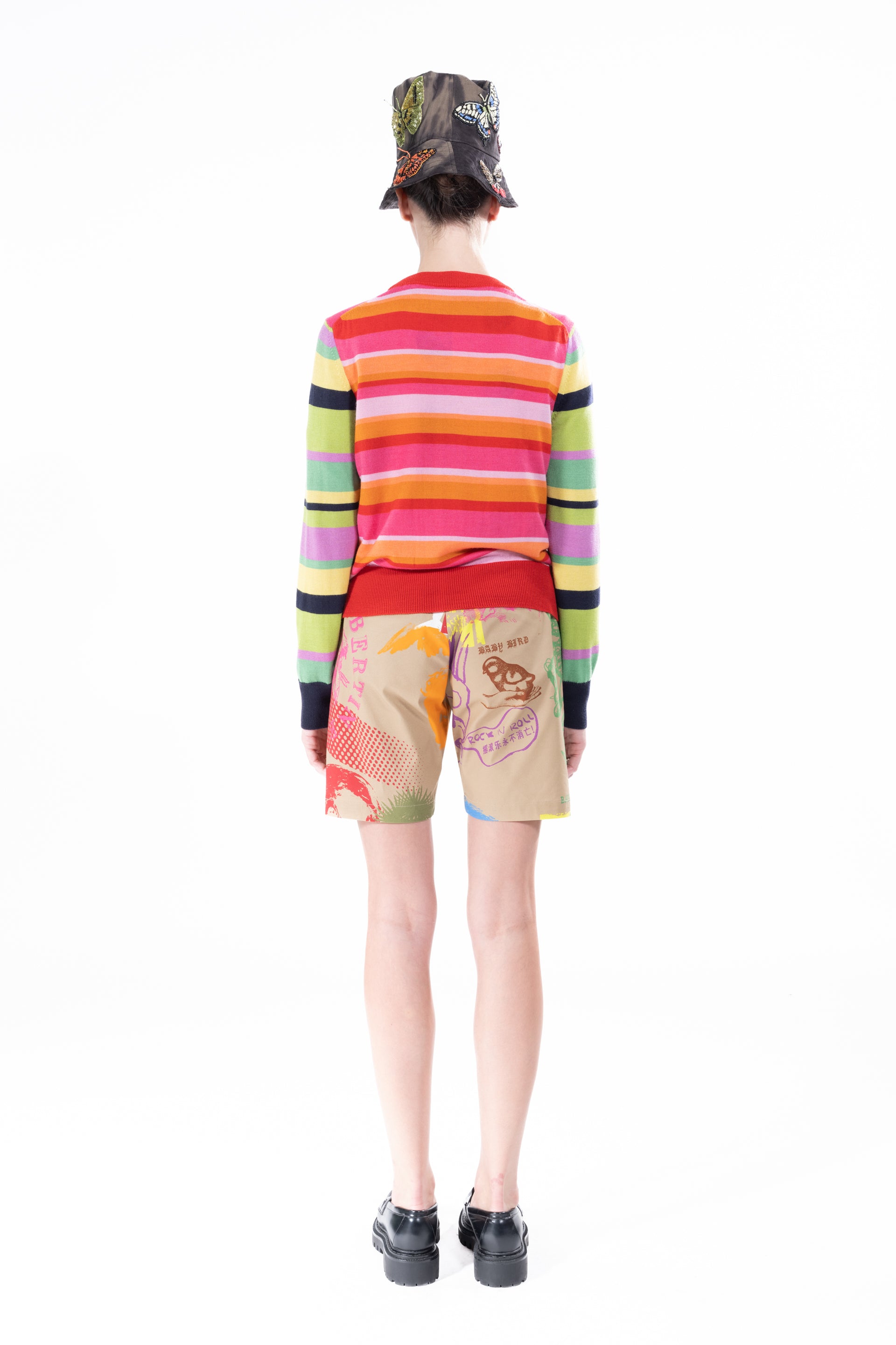 'Butterfly' Wild Stripes Shrunken Pullover Sweater -  - Libertine