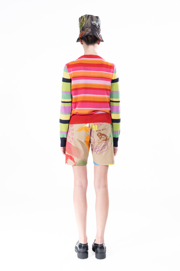 'Butterfly' Wild Stripes Shrunken Pullover Sweater -  - Libertine