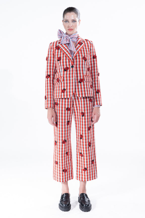 'LADYBUG SUMMER CHECK' L/S SHORT BLAZER -  - Libertine