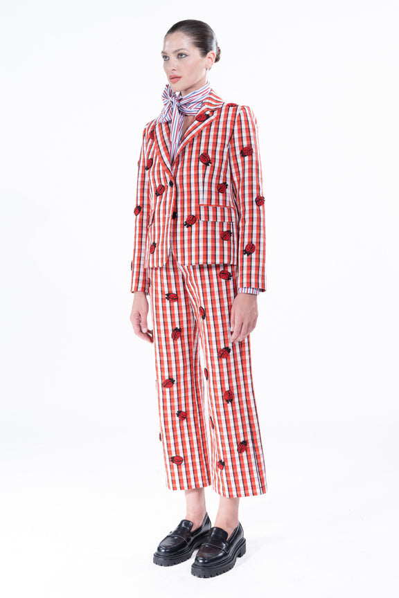 'LADYBUG SUMMER CHECK' L/S SHORT BLAZER -  - Libertine