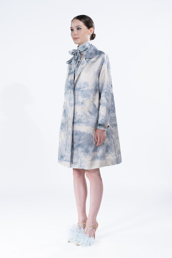 'Blue Pastoral' Notched Lapel Coat -  - Libertine