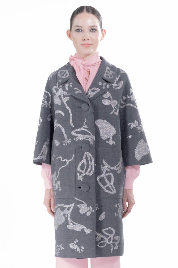 'GLITTER CYANOTYPES' PATCH POCKET COAT -  - Libertine