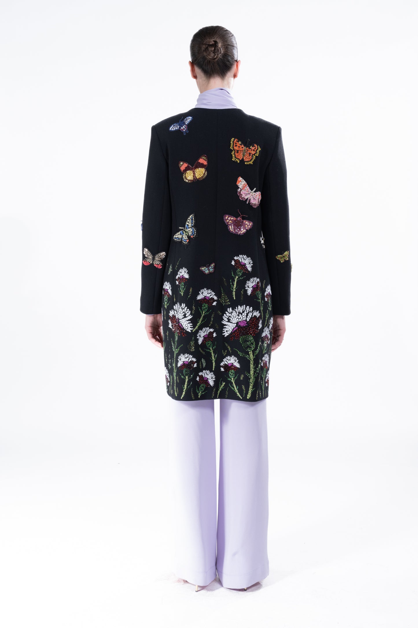 'Millions of Butterflies & Ottoman Carnation' Classic Collarless Coat -  - Libertine