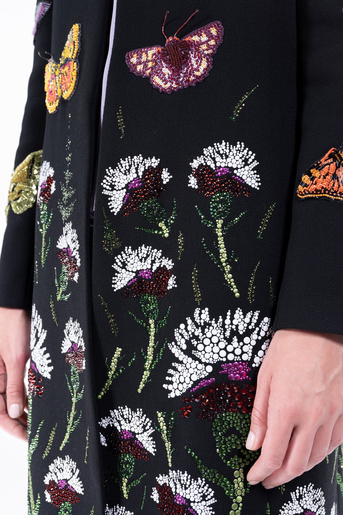 'Millions of Butterflies & Ottoman Carnation' Classic Collarless Coat -  - Libertine