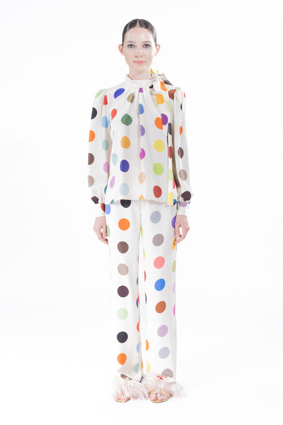 'SPOTS' TIE COLLAR BLOUSE - - Libertine - Main image