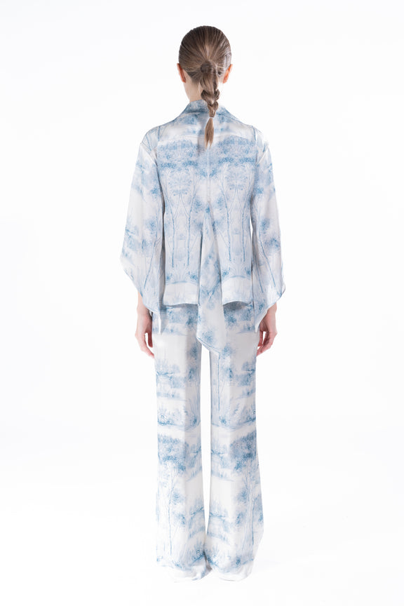 'Blue Pastoral' Flutter Blouse -  - Libertine