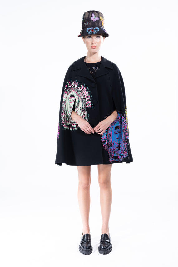 'Ashes to Ashes' Black Shortie Cape - - Libertine - Main image