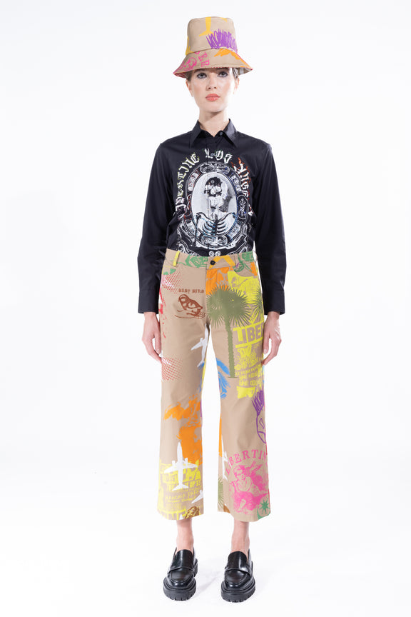 'LIBERTINE SILK SCREENS' CROPPED WIDE LEG PANT -  - Libertine