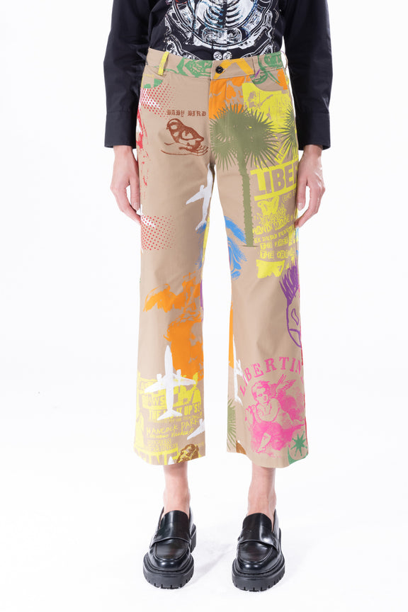 'LIBERTINE SILK SCREENS' CROPPED WIDE LEG PANT -  - Libertine