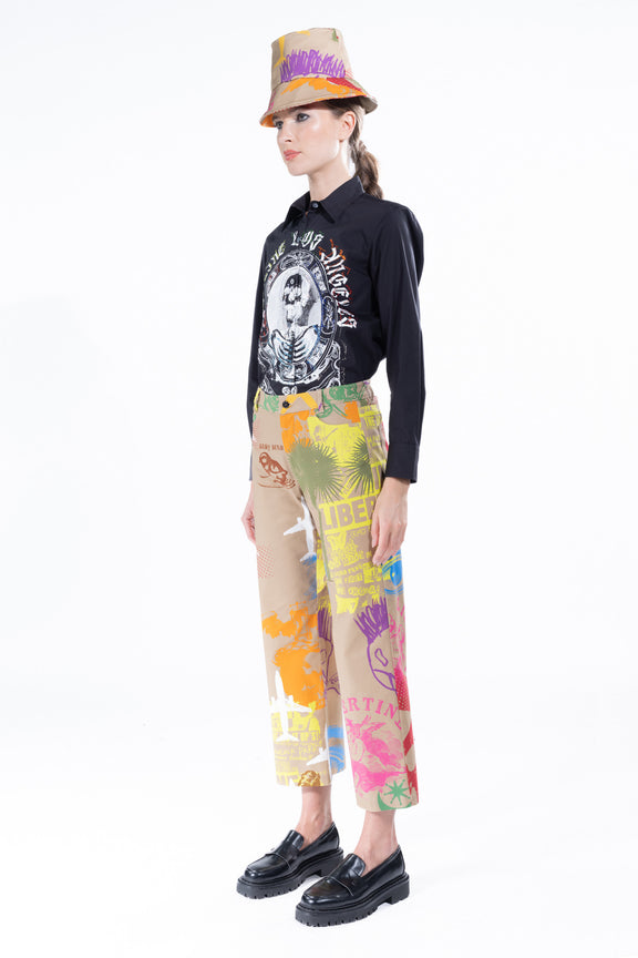 'LIBERTINE SILK SCREENS' CROPPED WIDE LEG PANT -  - Libertine