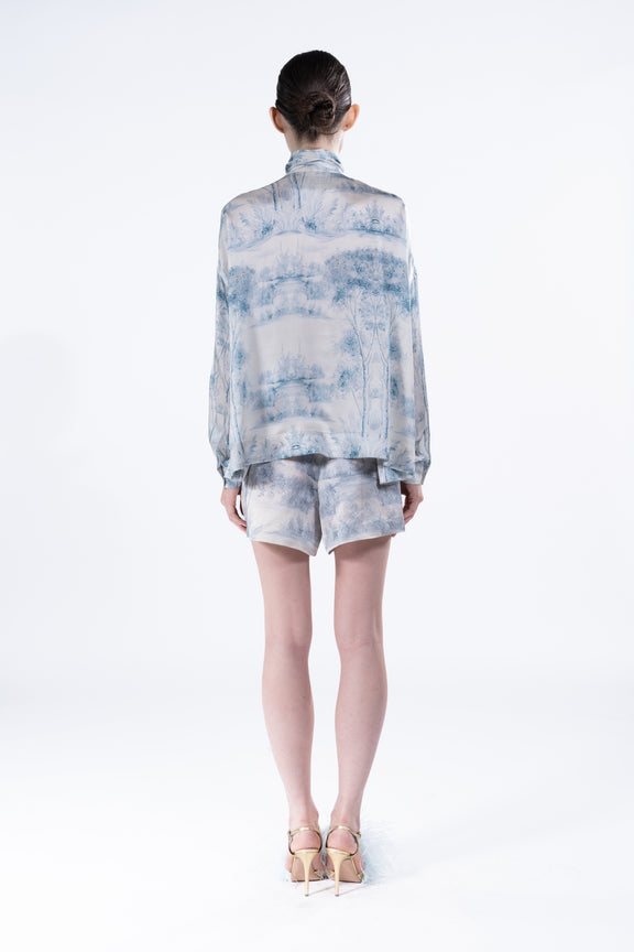 'Blue Pastoral' High Waisted Shorts -  - Libertine