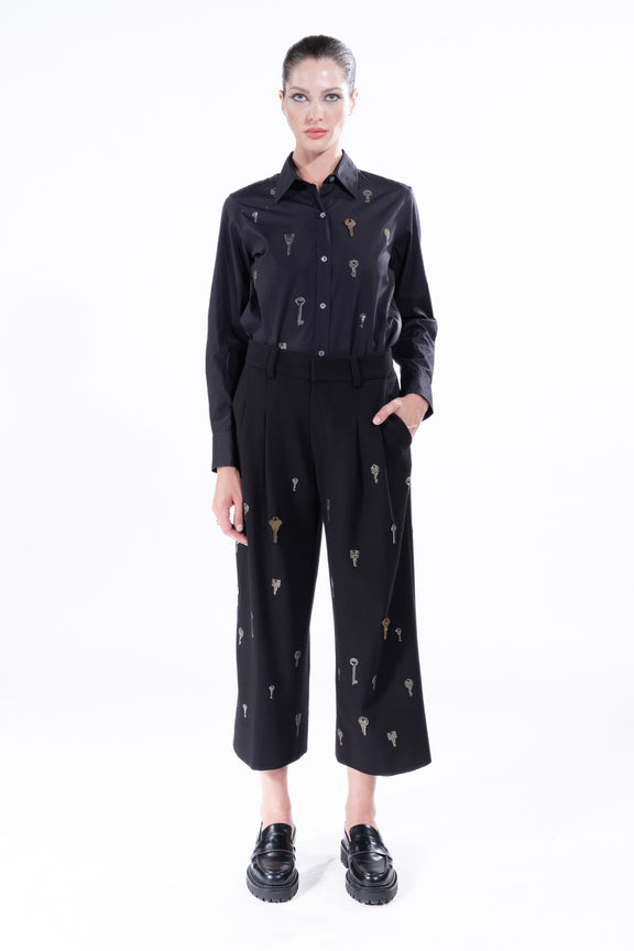 'KEY PARTY' CROPPED PLEATED PANTS -  - Libertine