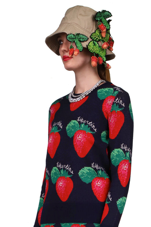 'EMBELLISHED STRAWBERRY FIELDS' BUCKET HAT - HATS - Libertine