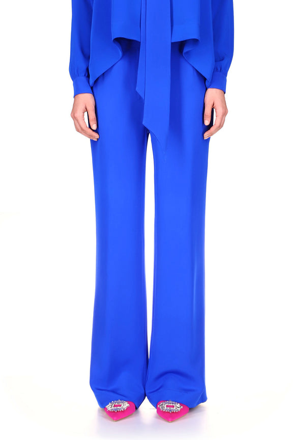 'OVERSATURATED SILKS' BLUE WIDE LEG TROUSERS - PANTS - Libertine