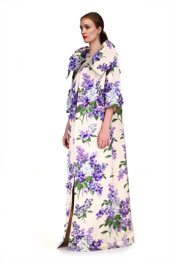 'EMBELLISHED LILAC GARDEN' GOWN LENGTH JACKIE OPERA COAT - COATS - Libertine