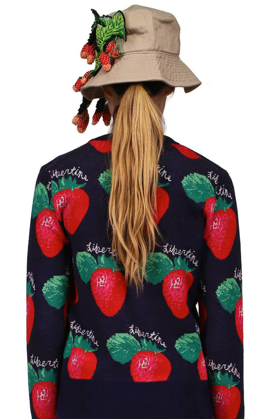 'EMBELLISHED STRAWBERRY FIELDS' BUCKET HAT - HATS - Libertine