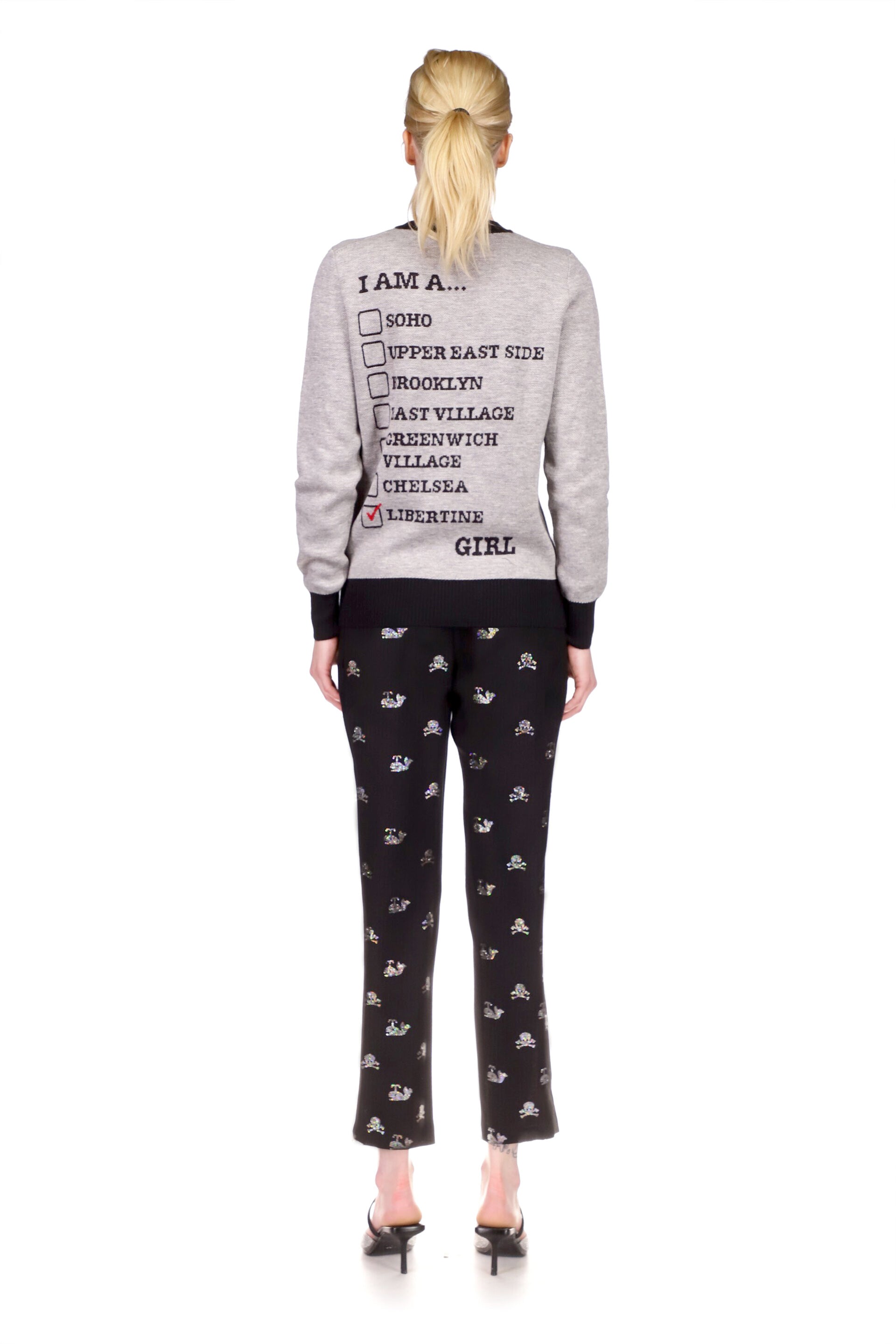 'Skull Crossbones and Whales' Narrow Pants - Women's Bottoms - Libertine