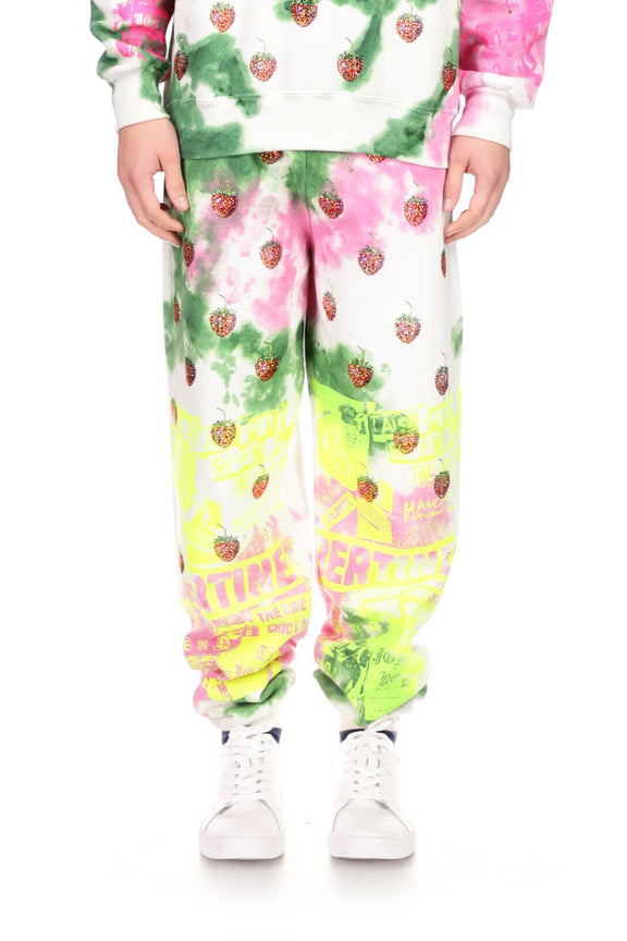 'EMBELLISHED STRAWBERRY FIELDS' TIE DYE SWEATPANT - SWEATPANTS - Libertine