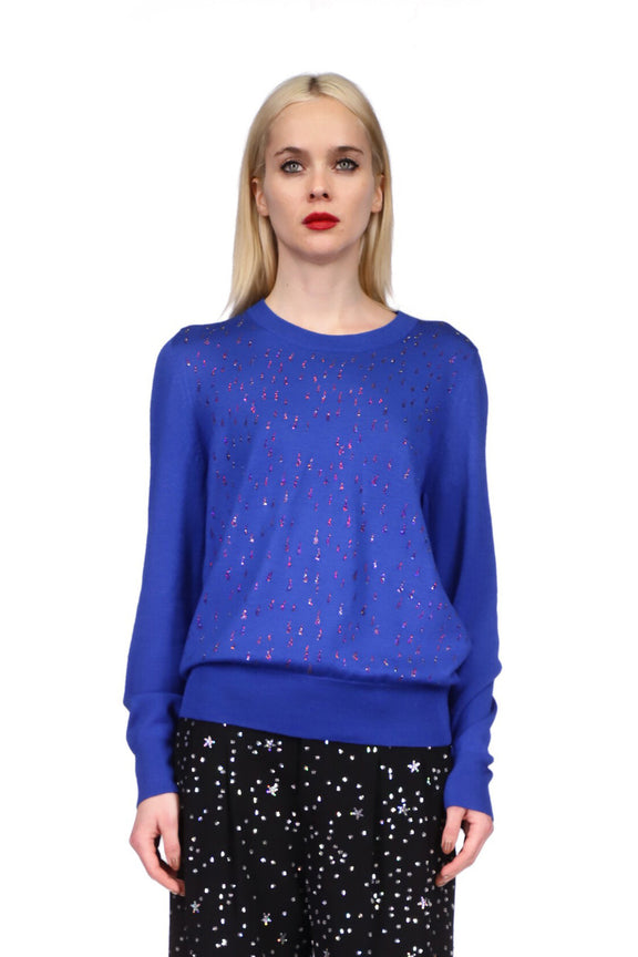 'OIL SLICK' COBALT CREWNECK SWEATER - SWEATERS - Libertine