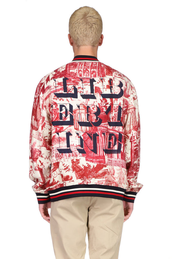 'Toile De Nantes' Bomber Jacket with Silk Screen Mélange - Men's Jackets & Coats - Libertine