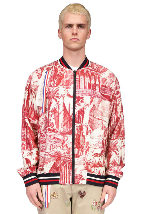 'Toile De Nantes' Bomber Jacket with Silk Screen Mélange - Men's Jackets & Coats - Libertine