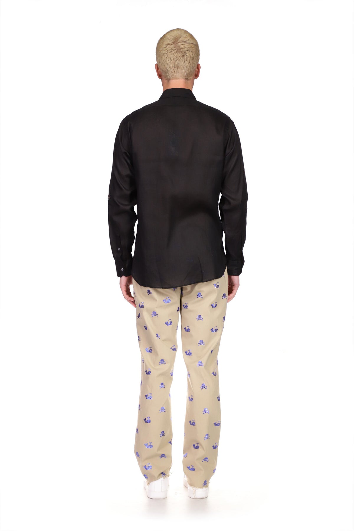 Mens Blue Skull Crossbones and Whales Khaki Pants - Men's Bottoms - Libertine